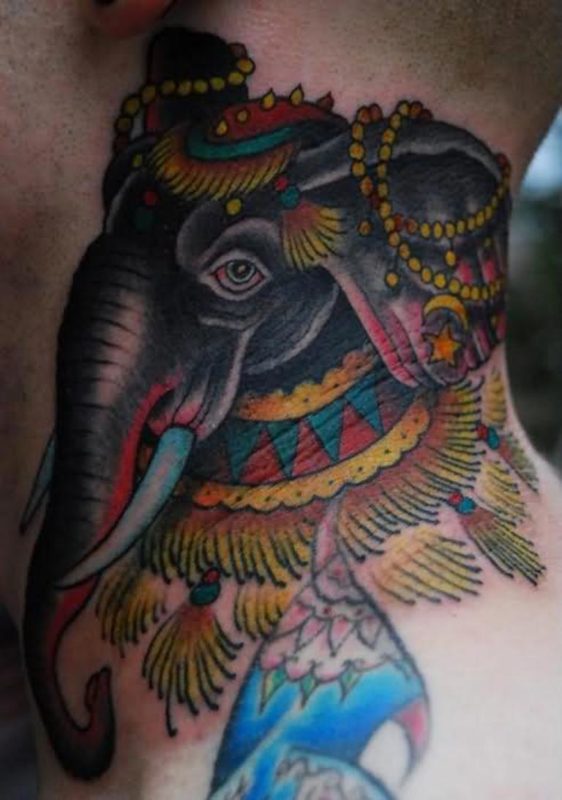 Traditional Elephant Tattoo