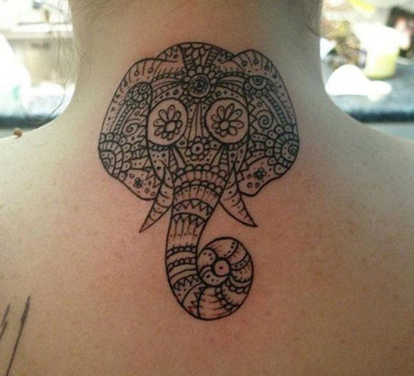 Traditional Neck Elephant Tattoo