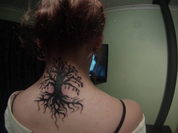 Tree Tattoo On Neck