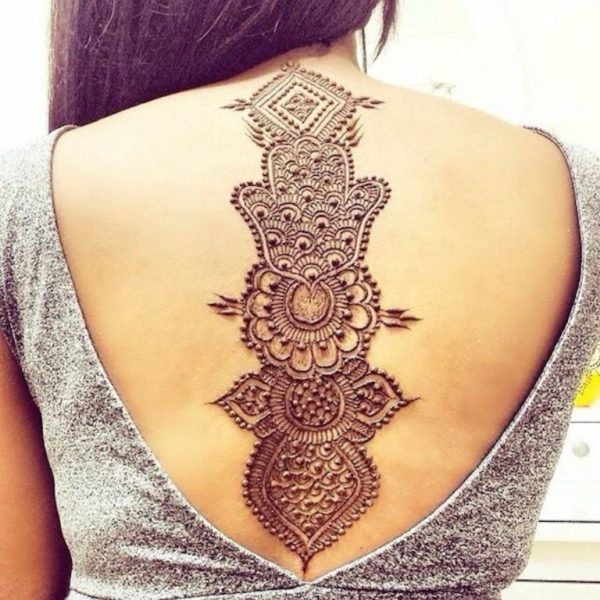 Trendy Henna Tattoo On neck Back