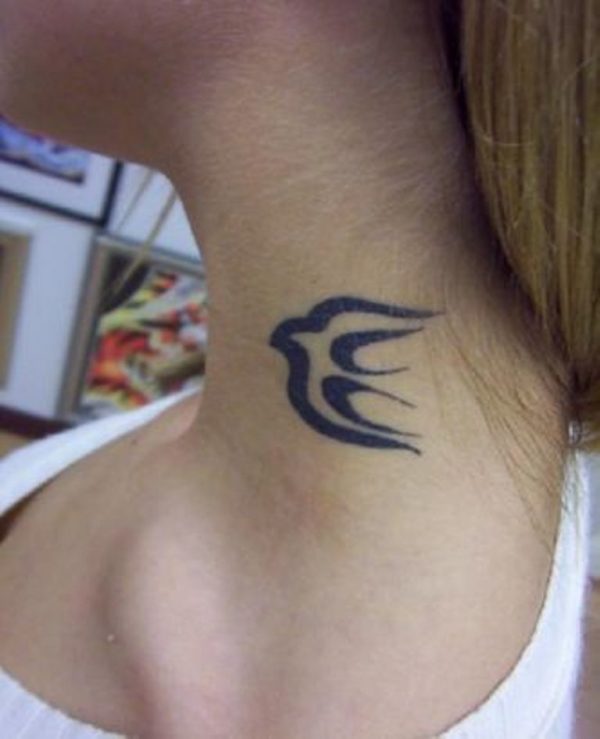 Tribal Dove Tattoo On Neck