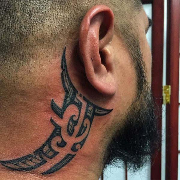 Tribal Tattoo Behind Ear