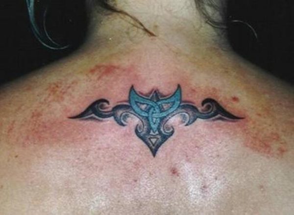 Tribal Tattoo On Neck Back