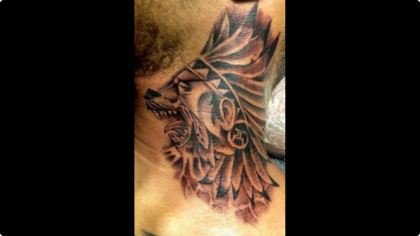 Tribal Wolf Tattoo On Neck