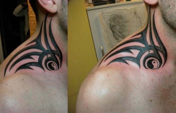 Tribal tattoo On Side Neck
