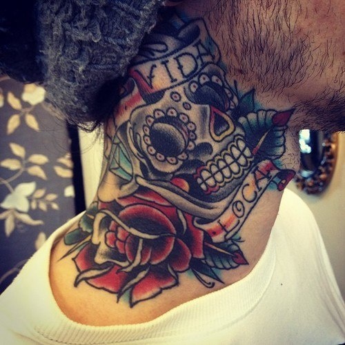 Ultimate Skull Tattoo On Neck