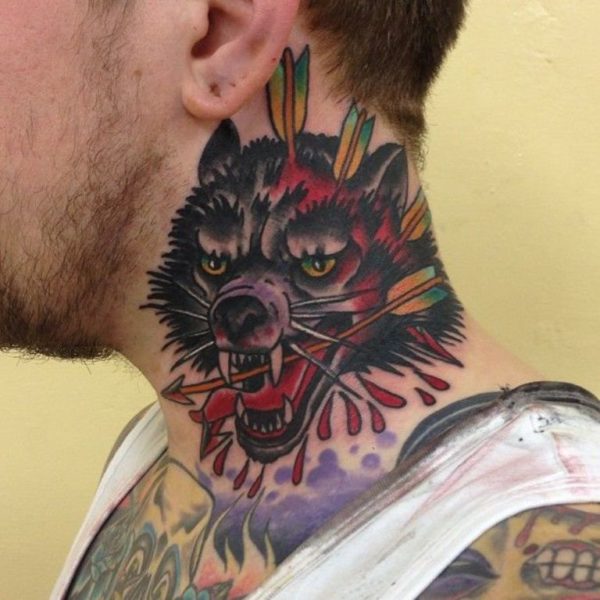 Ultimate Wolf Tattoo On Neck