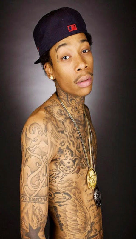 Unique Tattoo Design On Wiz Khalifa Neck