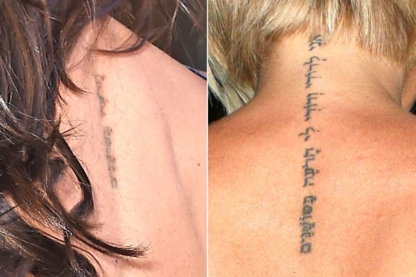 Victoria Beckham Neck Back Tattoo