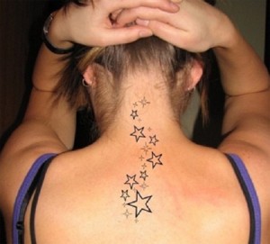 Victoria Beckham Stars Neck Tattoo