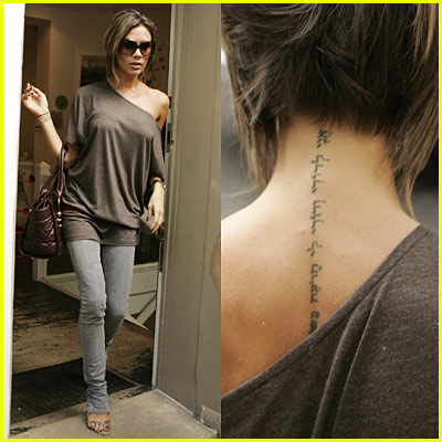 Victoria Beckham Tattoo On Neck