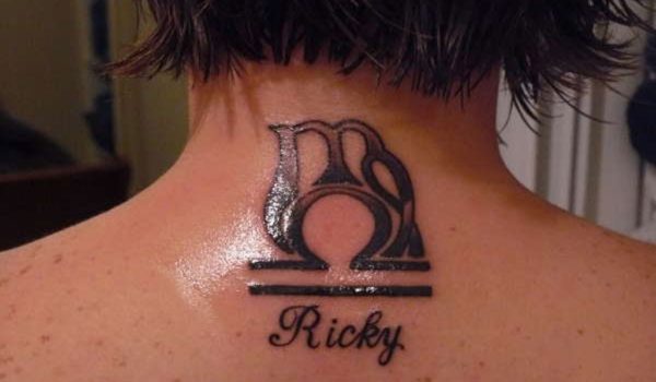 Virgo Libra Tattoo On Back Neck