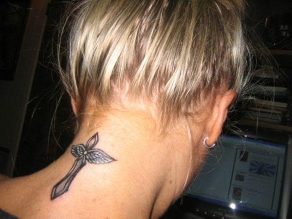 Wings Neck Tattoo