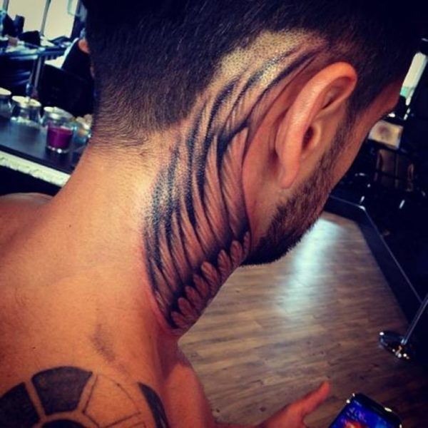Wings On Neck Tattoo 