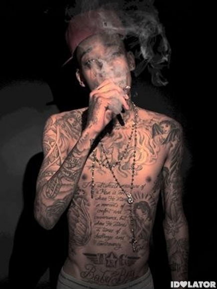 Wiz Khalifa Designer Tattoo On Neck
