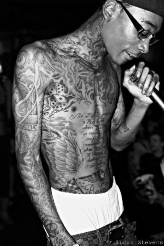Wiz Khalifa Neck And Body Tattoo