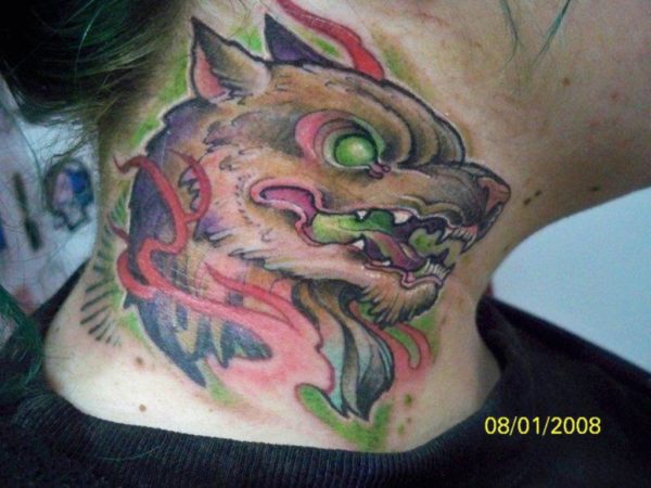 Wolf New Design Tattoo On Neck