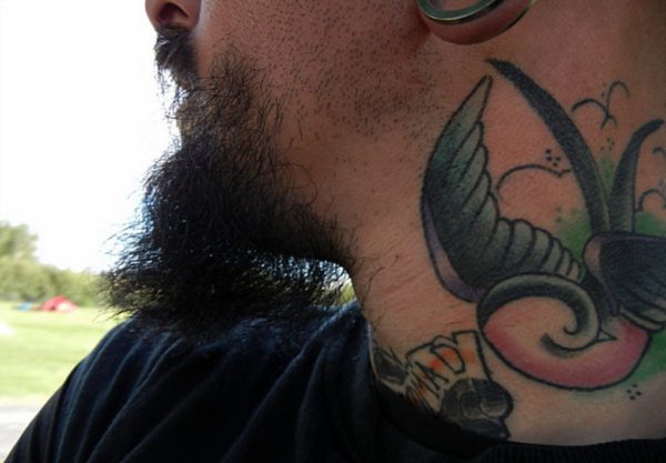 Wonderful Bird Tattoo On Neck