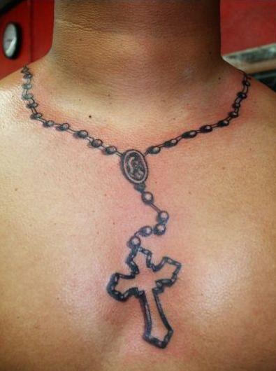 Wonderful Cross Tattoo On Neck