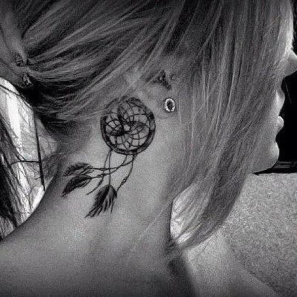 Wonderful Dream Catcher Neck Tattoo