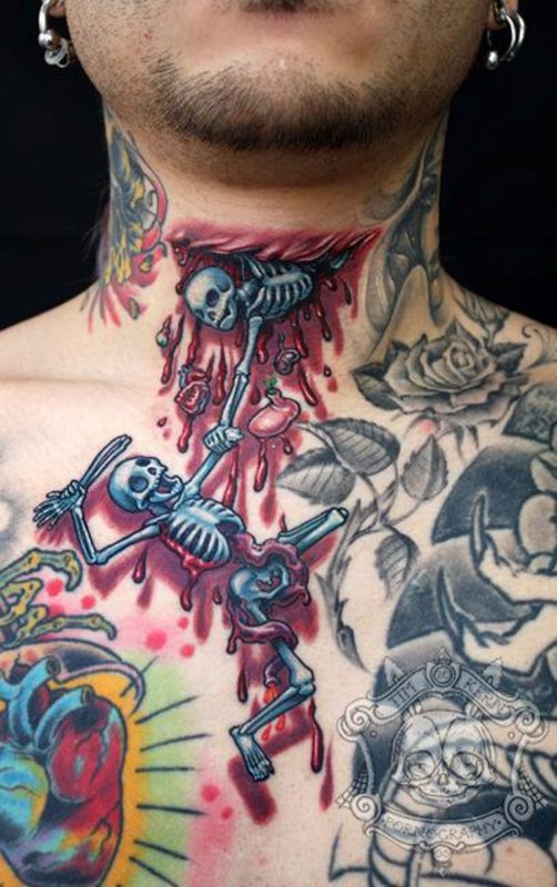 Wonderful Fighting Skull Tattoo