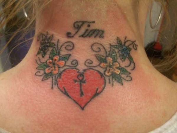 Wonderful Heart Tattoo On Neck