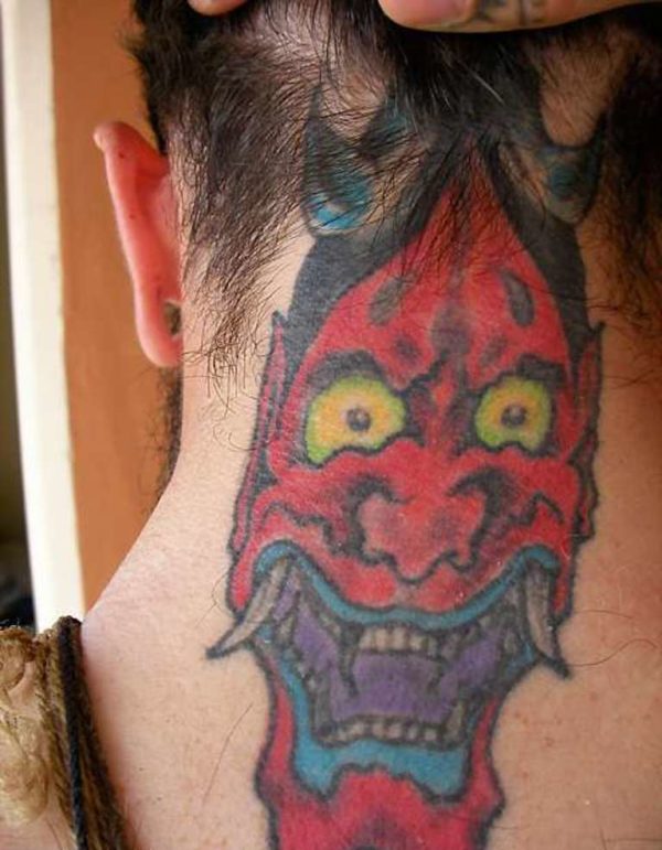 Wonderful Japanese Neck Tattoo