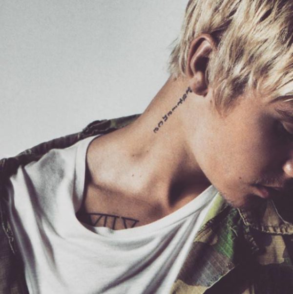 Wonderful Justin Bieber Neck Tattoo