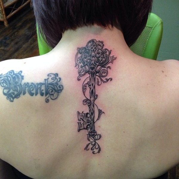 Wonderful Key Tattoo On Neck