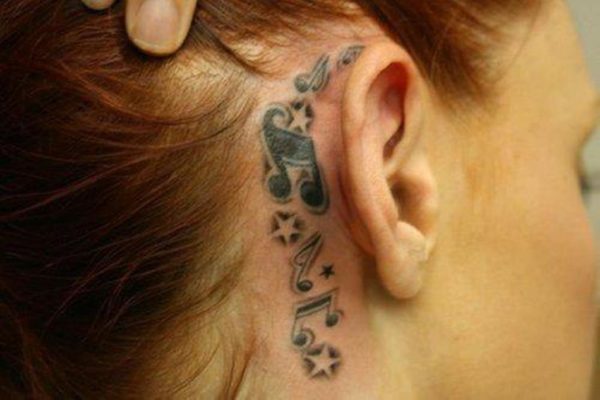 Wonderful Music Note Tattoo On Neck
