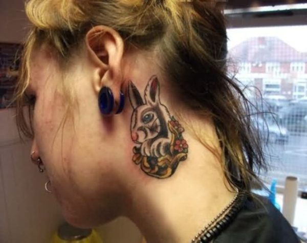 Wonderful Rabbit Neck Tattoo
