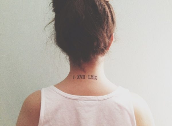 Wonderful Roman Numeral Tattoo On Neck