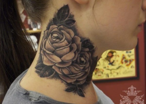 Wonderful Roses Tattoo On Neck
