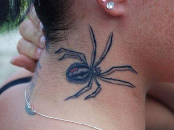 Wonderful Spider Neck Tattoo
