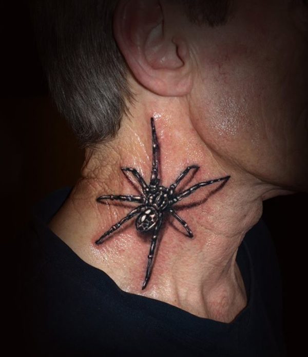 Wonderful Spider Side Neck Tattoo