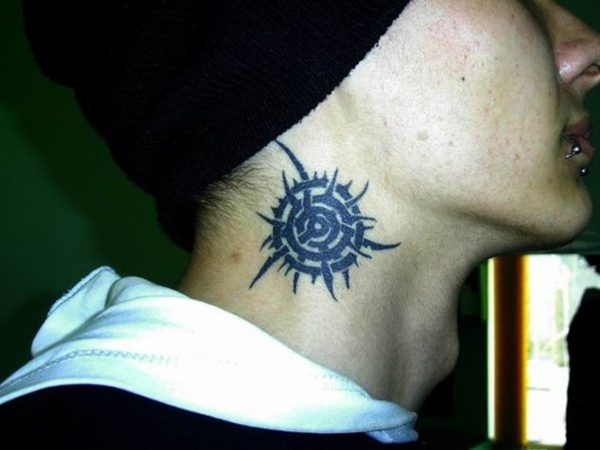 Wonderful Tribal Tattoo On Neck