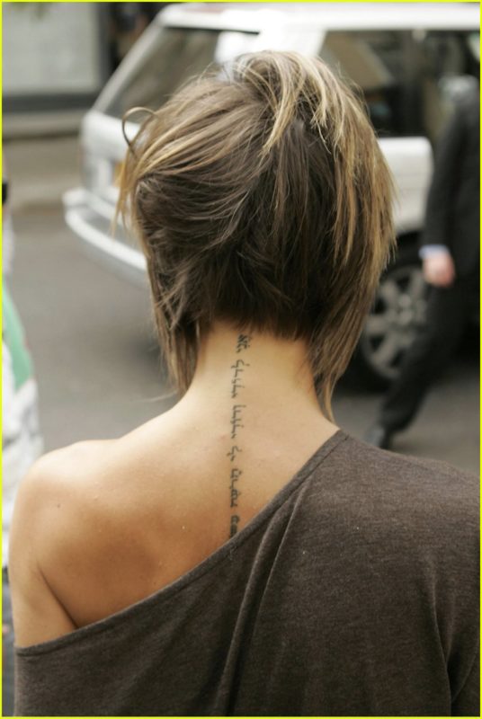 Wonderful Victoria Beckham Neck Tattoo Design