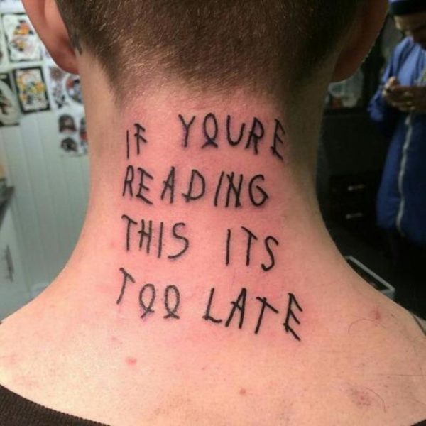 Wording Neck Tattoo