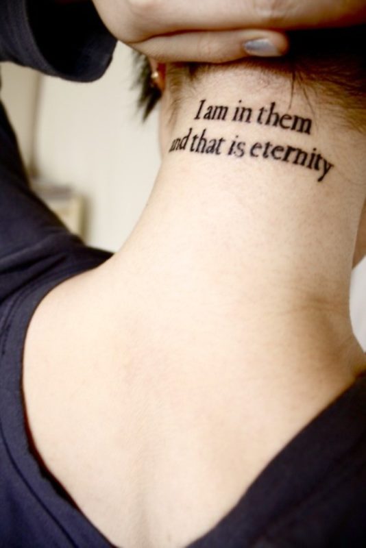 Wording Quote Neck Tattoo