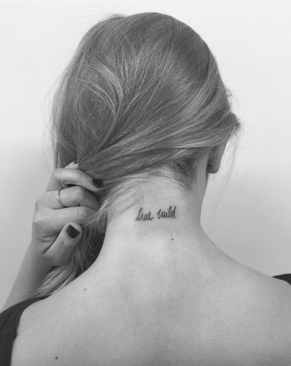 Wording Tattoo On Neck Back