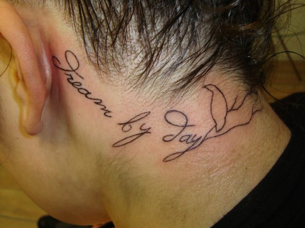 Wording Tattoo On Neck