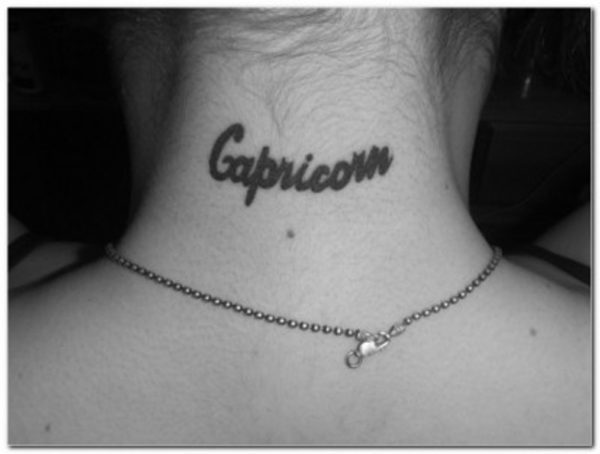 Zodiac Capricorn Neck Tattoo