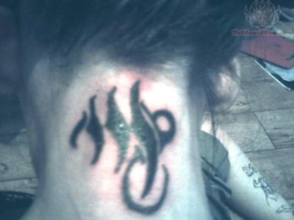 Zodiac Sign Virgo Neck Tattoo