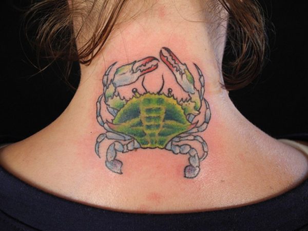 Green Crab Neck Tattoo