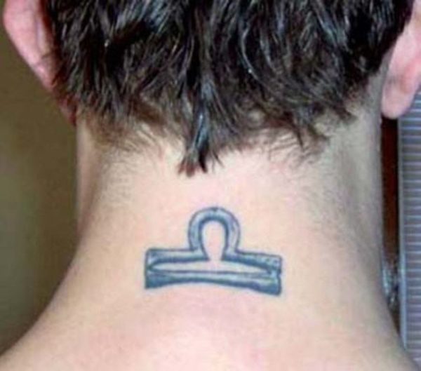 Nice Libra Tattoo On Neck