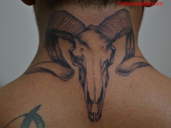 Awesome Aries Neck Tattoo