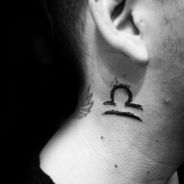 Black And White Libra Tattoo On Neck