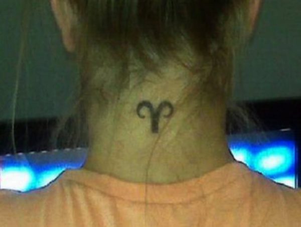 Nice Aries Tattoo On Neck Back