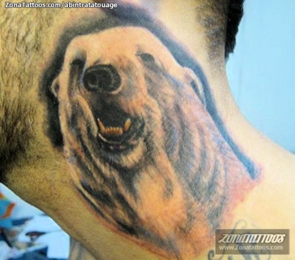 Nice Bear Tattoo On Neck