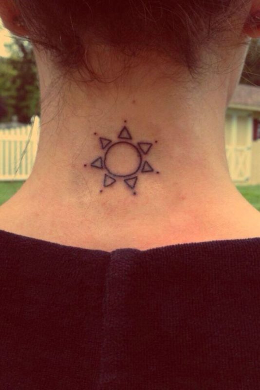 Nice Sun Neck Tattoo